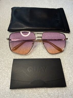 Quay NEXT PLEASE Gold-Tone Aviator Sunglasses